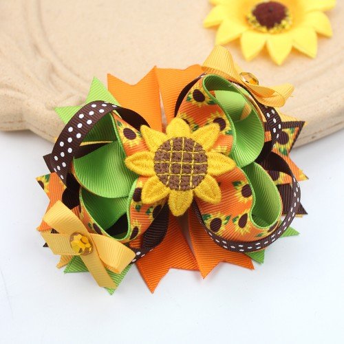 Spring Summer Sunflower Bow Hair Clips