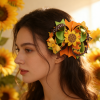 Spring Summer Sunflower Bow Hair Clips