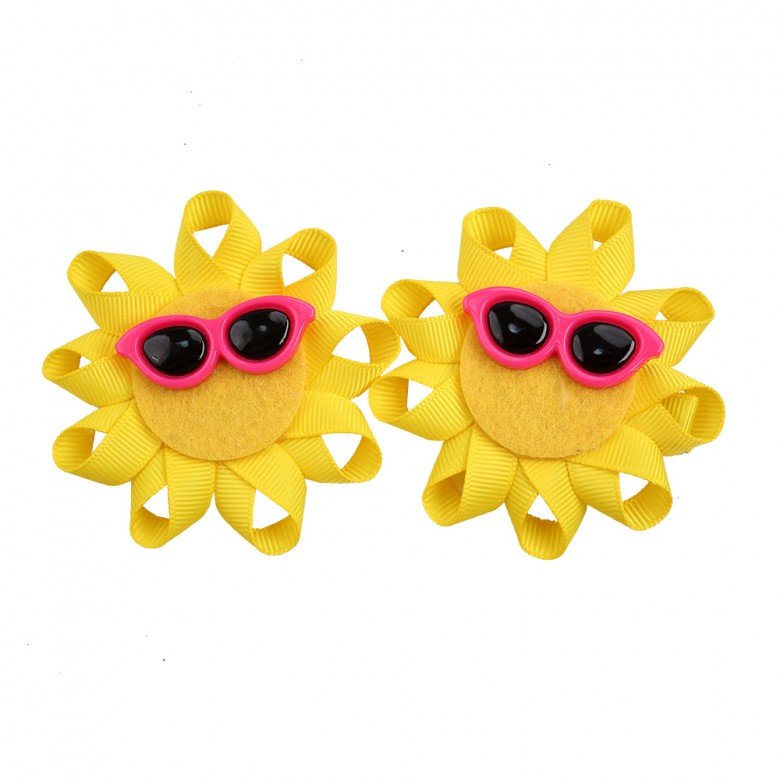 2pcs/pair Summer Sun Hair Clip Cute Baby Glitter Hair Clips with Sunglasses for Girls Kids Sunflower Boutique Hair Accessories 2pcs/pair Summer Sun Hair Clip Cute Baby Glitter Hair Clips with Sunglasses for Girls Kids Sunflower Boutique Hair Accessories