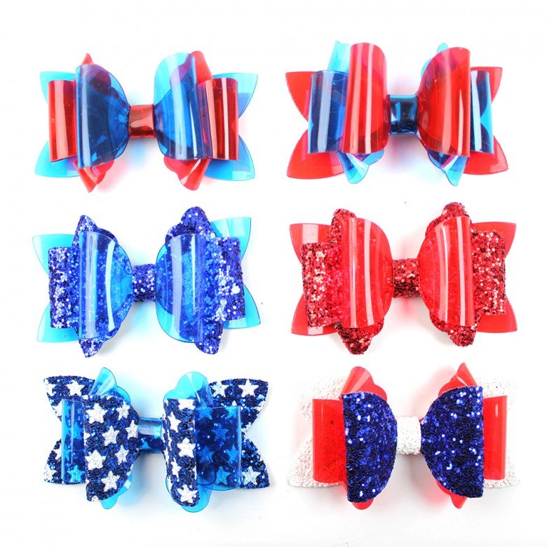 3.5inch 4th of July Patriotic Hair Bows Clip Independence Day Festival Glitter Leather Hair Clip Kids Girls Hair Accessories 3.5inch 4th of July Patriotic Hair Bows Clip Independence Day Festival Glitter Leather Hair Clip Kids Girls Hair Accessories