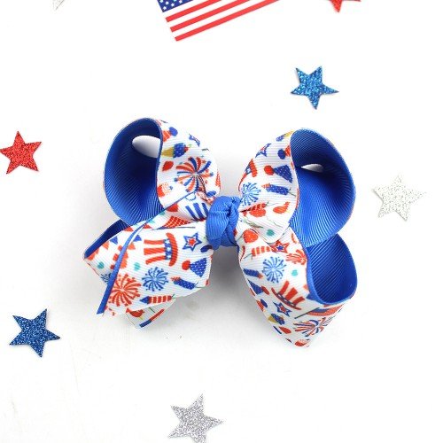 4th of July Patriotic Hair Bow Clips Independence Day Long Tail Sailor Bows for Baby Fourth of July Hair Bow Accessories