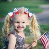2pcs Girls Independence Day Patriotic Hair Bow Clip 4th of July American Flag Iron-on Transfer Hair Bow Accessories