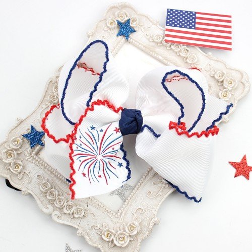 4th of July Moonstitch Hair Bow Clip 