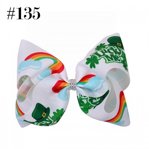 8inch St patrick day hair bow with alligator clip jojo big  spring Patrick days boutique hair bows big clips accessories
