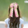 Best Quality St Patrick's Day Shamrock Horse Show Lucky Clover Hair Clips for Girls Kids Long Streamer Hair Accessories