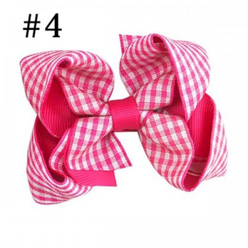 3'' gingham boutique hair bows baby girl hair accessorires toddle hair clip