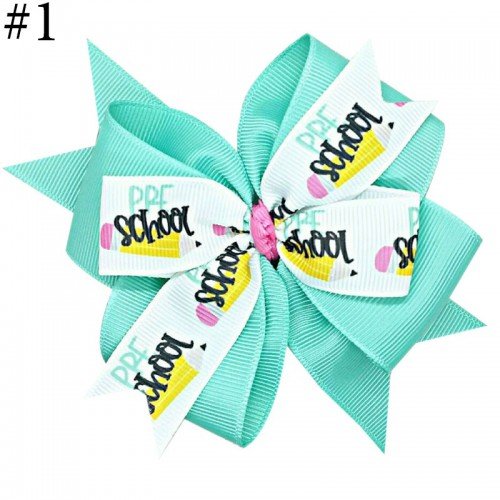 3.5inch back to school hair bows with hair clips1-37