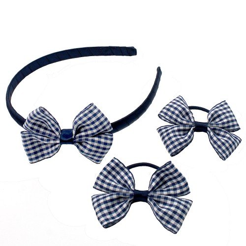 set Back to School Gingham Plaid Hair Bows Set Girls Students Gingham Headband Kids Boutique Hair Accessories