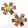 2pcs/pair Back to School Hair Bow Clip ABC apple Pencil Book Hair Clip for Students Kids School Bus Hair Accessories