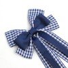 Back to School Plaid Long Tail Sailor Hair Bow Clips Girls Double Layered Gingham Clips Kids Uniform Hair Accessories