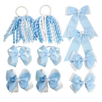  Back to School Checkered Hair Bows Set Students Gingham Korker Hair Tie School Uniform Plaid Hair Accessories 