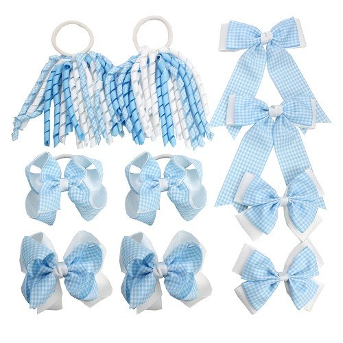  Back to School Checkered Hair Bows Set Students Gingham Korker Hair Tie School Uniform Plaid Hair Accessories 