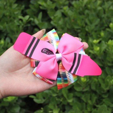 Back to School Colorful Crayon Hair Bow Clips for Girls School Pencil Hair Clips Kids School ABC Hair Accessories