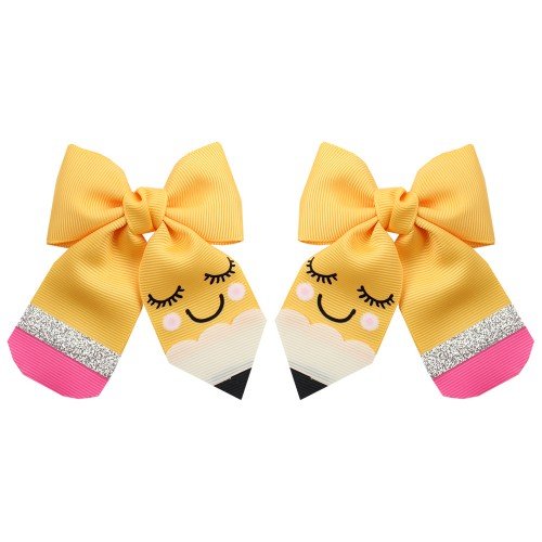   2pcs Back to School Pencil Bows Hair Clip  