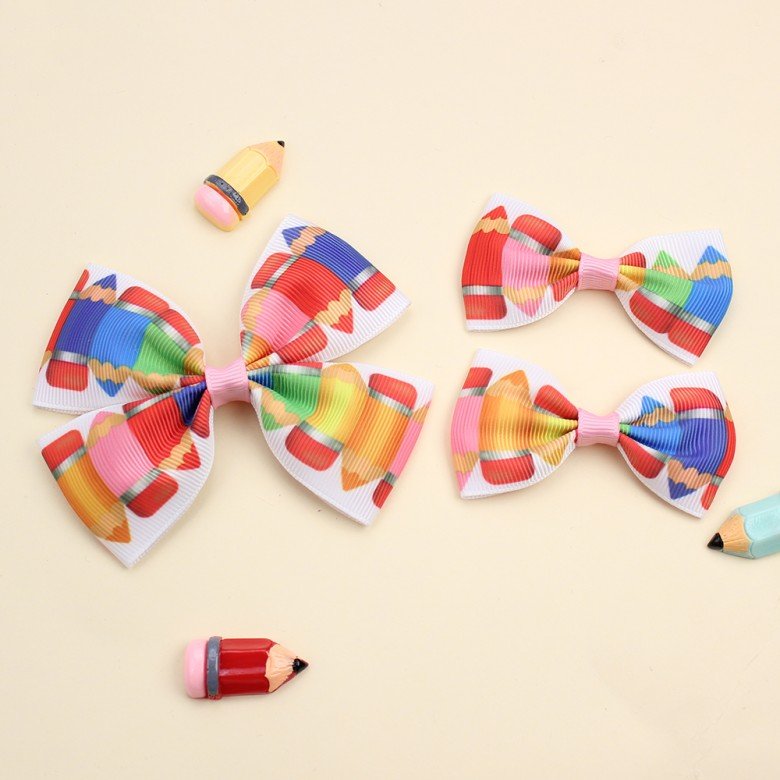 3pcs back to school ABC pencil grosgrain ribbon hair bow accessories 3pcs back to school ABC pencil grosgrain ribbon hair bow accessories