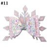 4'' Glitter snowflake hair bows large bling leather clip
