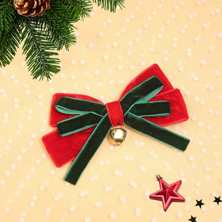 Christmas Velvet Hair Bow Clips with Bells, Holiday Party Headwear Hair Accessories Christmas Velvet Hair Bow Clips with Bells, Holiday Party Headwear Hair Accessories