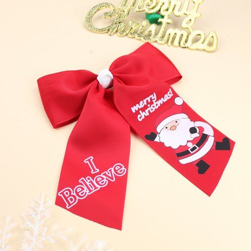 7inch Christmas Santa  Cheer Hair Bows Clips