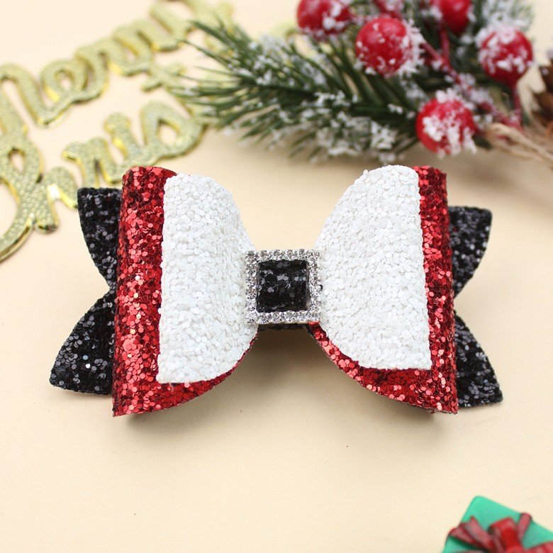 Winter Christmas Glitter Hair Clips Christmas Santa Glitter Hair Bows Kids Happy New Year Hair Bow Accessories Winter Christmas Glitter Hair Clips Christmas Santa Glitter Hair Bows Kids Happy New Year Hair Bow Accessories