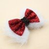 2pcs/pair Winter Furry Hair Bows Clips Girls Christmas Glitter Velvet Furry Hair Clips Kids Happy New Year Hair Bow Accessories