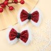 2pcs/pair Winter Furry Hair Bows Clips Girls Christmas Glitter Velvet Furry Hair Clips Kids Happy New Year Hair Bow Accessories