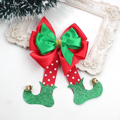 Christmas boot bell hair clips 