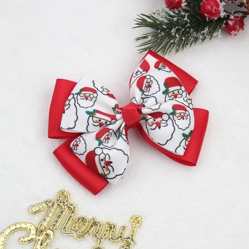 Christmas Hair Bows Santa Cady Cane Hair Bow Clip for Winter Snowflake Hair Bow Clip Kids Christmas Hair Bow