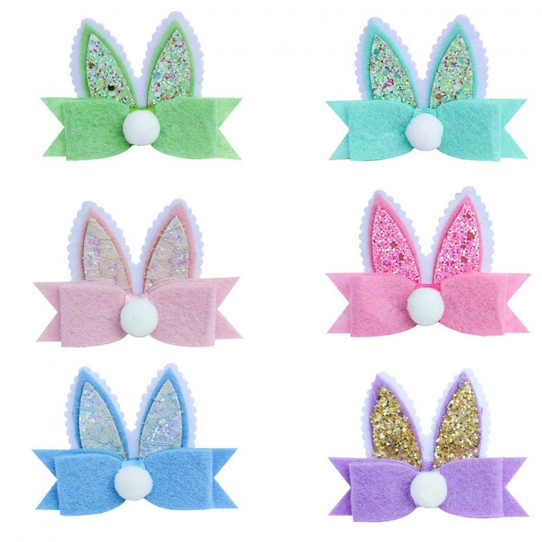 Easter Bunny Hair Bow Rabbit Hair Clip glitter girl hair accessories Easter Bunny Hair Bow Rabbit Hair Clip glitter girl hair accessories