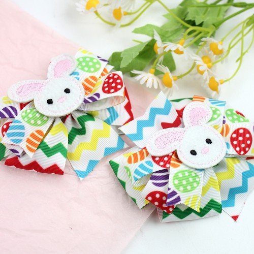 Easter Peep Bows Hair Clips Headband Colorful Egg Gorgeous Hair Bow Clips Kids Bunny Festival Hair Accessories