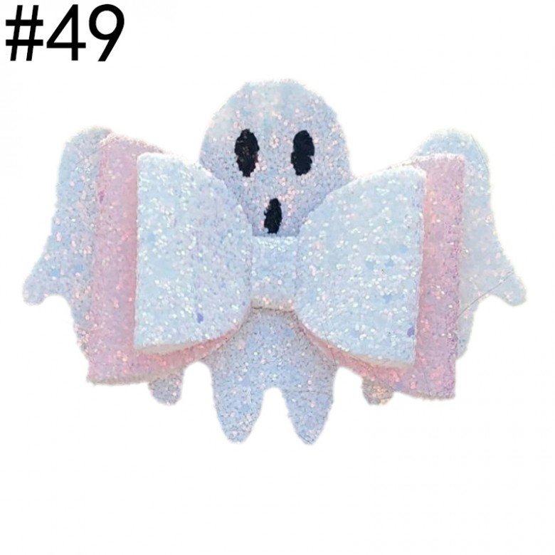 5'' GlitterHalloween Girls Ghost Hair Bow for Baby 5'' GlitterHalloween Girls Ghost Hair Bow for Baby
