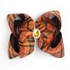 4.5'' Fall Bows Clip Girls Thanksgiving Turkey Hair Bows Clip Headband with Rhinestone Plaid Check Bows for Autumn