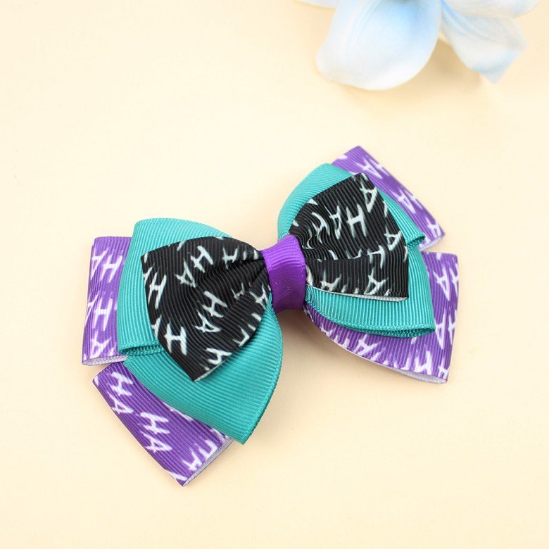 Joker & Poker Inspired Halloween Cheerleading Hair Bow Clip Joker & Poker Inspired Halloween Cheerleading Hair Bow Clip