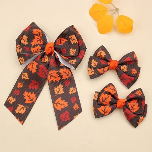 3pcs/set Fall Thanksgiving Hair Bow Clip