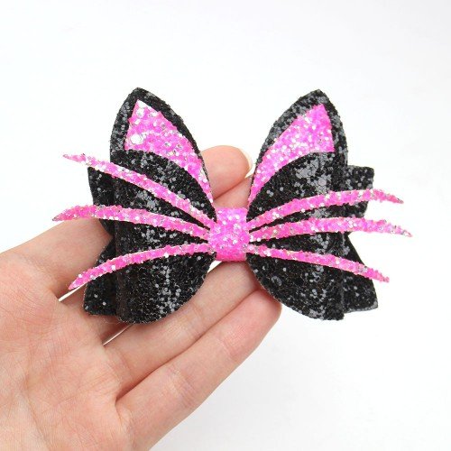 Halloween Black Cat Ears Hair Clips Halloween cat Glitter Hair Clips Creepy cat Hair Bows for Girls