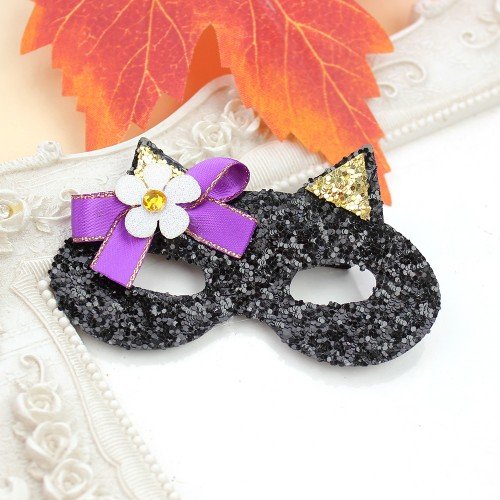 Halloween Black cat Eye Mask Hair Bows Eye 