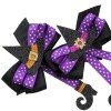 2pcs/set Halloween Witch Hair Bows Fall Halloween Glitter Witch Hat Hair Bow Clip Polka Dot Bows with Witch Hat Kids Hair Accessories