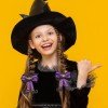 2pcs/set Halloween Witch Hair Bows Fall Halloween Glitter Witch Hat Hair Bow Clip Polka Dot Bows with Witch Hat Kids Hair Accessories