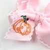 Halloween Embroidered Hair Bow Scalloped Ribbon Pumpkin Trick Or Treat Hair Clip For Little Girls
