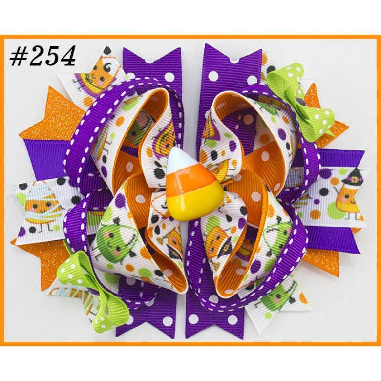 halloween Pumpkin Spider Pattern hair bows 251-300 halloween Pumpkin Spider Pattern hair bows 251-300