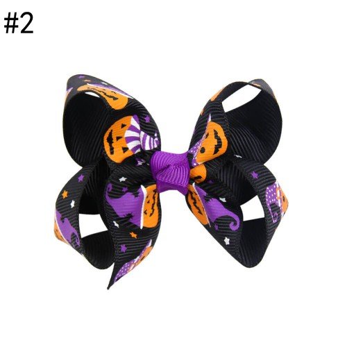  Halloween bow hairpin girl kids  bow hairpin Halloween grosgrain ribbon bow hair accessories