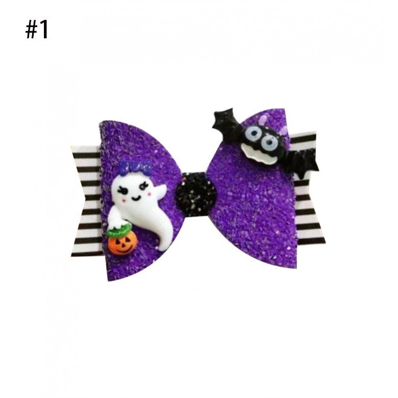 Girls Halloween Mini Two Layers Chunky Glitter Hair Bow Clips with Pumpkin Spider Ghost Resin 1-30 Girls Halloween Mini Two Layers Chunky Glitter Hair Bow Clips with Pumpkin Spider Ghost Resin 1-30