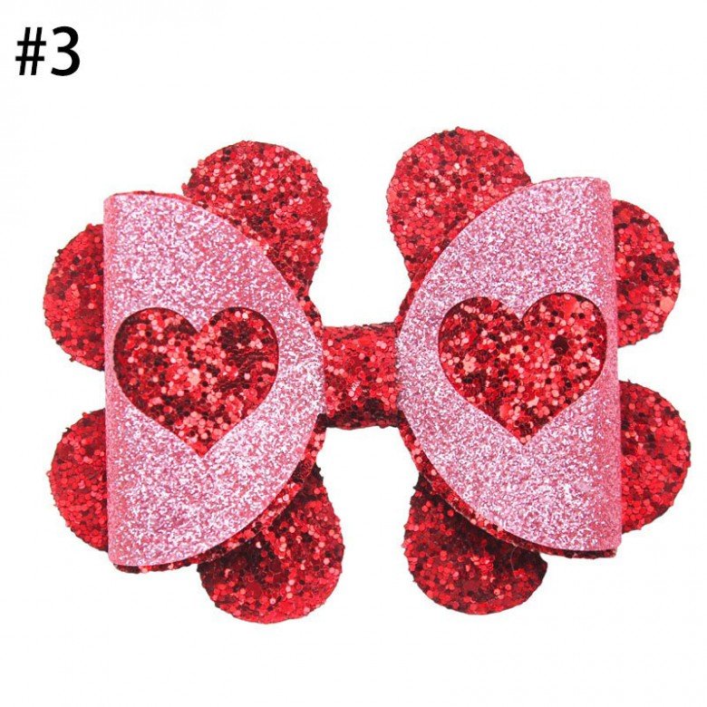 Glitter Heart glitter Love Bow pinch hair clip valentine day bows heart hair accessories Glitter Heart glitter Love Bow pinch hair clip valentine day bows heart hair accessories