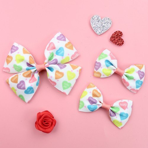 3pcs/set Valentine Day pattern Hair Clip,Valentine day heart hair bows