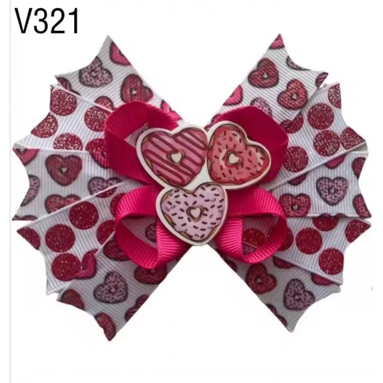Valentine Hair Bow Boutique Stacked Hair Bow Valentine Hair Bow Boutique Stacked Hair Bow
