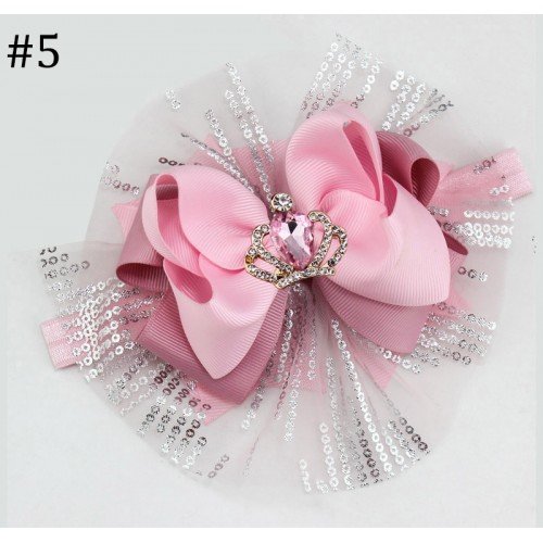5-6inchs chiffon big hair bows with headbands for baby girls