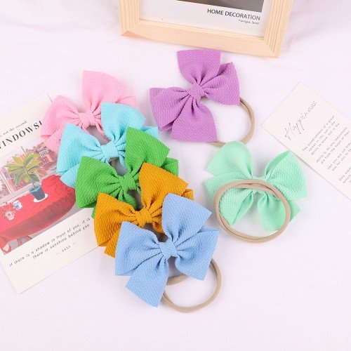 cotton Fabric Bow kids bow headband baby nylon headband Newborn baby Toddler headband