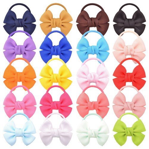 1.7'' kids  bow hair ring Candy-colored hair elastic girl kids Tie hair bows grosgrain ribbon bows