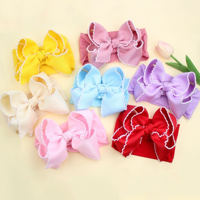 6" Jumbo Baby Bow Headbands, Handmade Grosgrain Moonstitch Boutique Baby Headwraps for Girls 6" Jumbo Baby Bow Headbands, Handmade Grosgrain Moonstitch Boutique Baby Headwraps for Girls