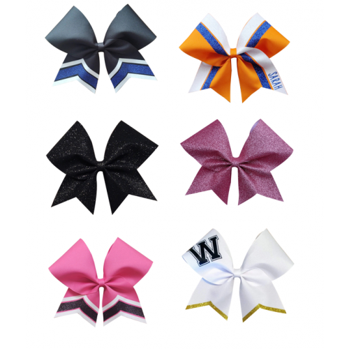  6-7'' Glitter School Cheer Bow softball hairbow team cheer hair  ties