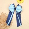  School Girls Solid Color Long Tail Sailor Hair Bow Clips Double Layered Uniform Hair Clips Kids Hair Bow Accessories